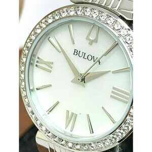 Bulova Women's Watch 96X149 Crystals Mother of Pearl White Dial Silver S…